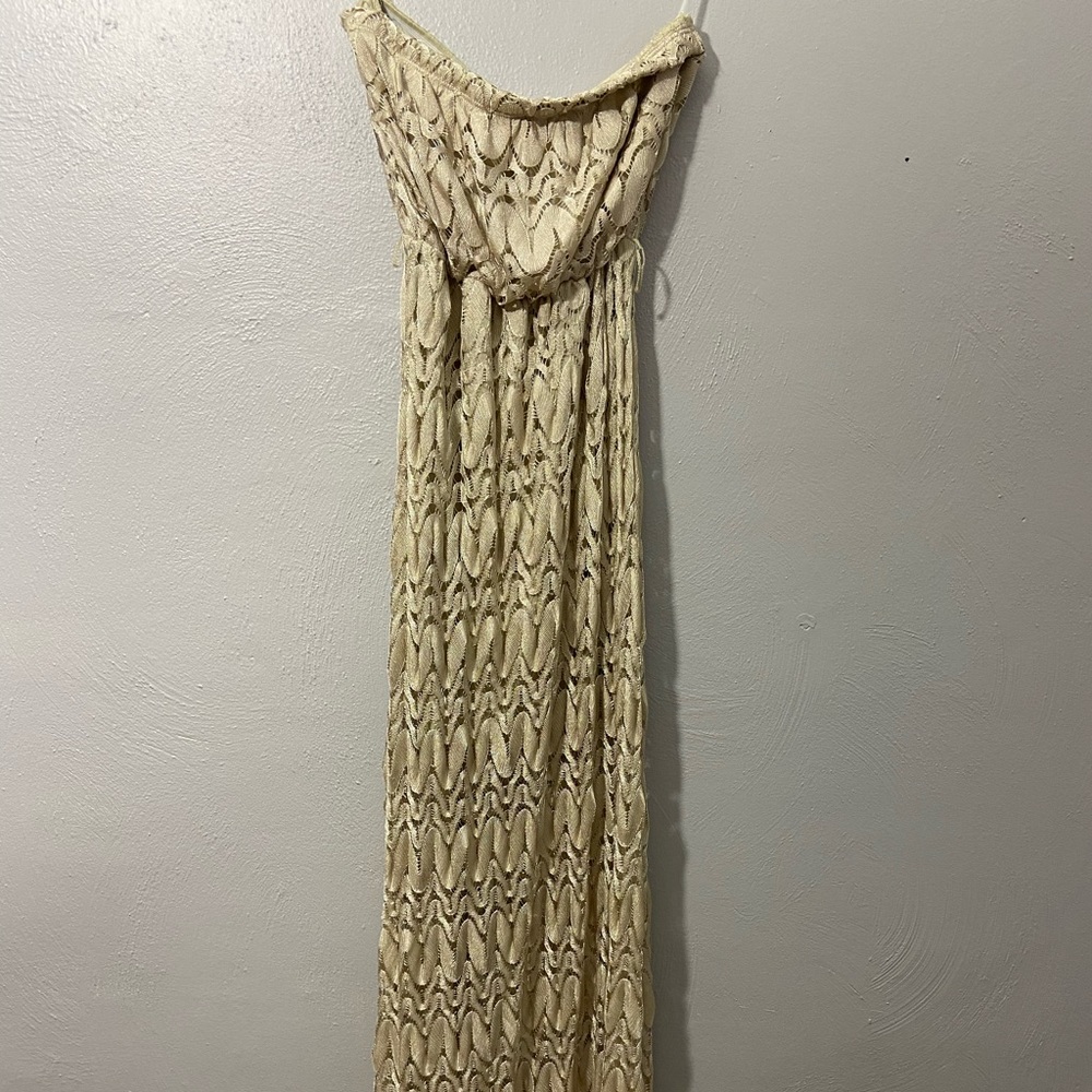 Gold off the shoulder long dress